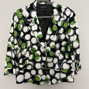 Elementz Black and Green Geometric Blazer